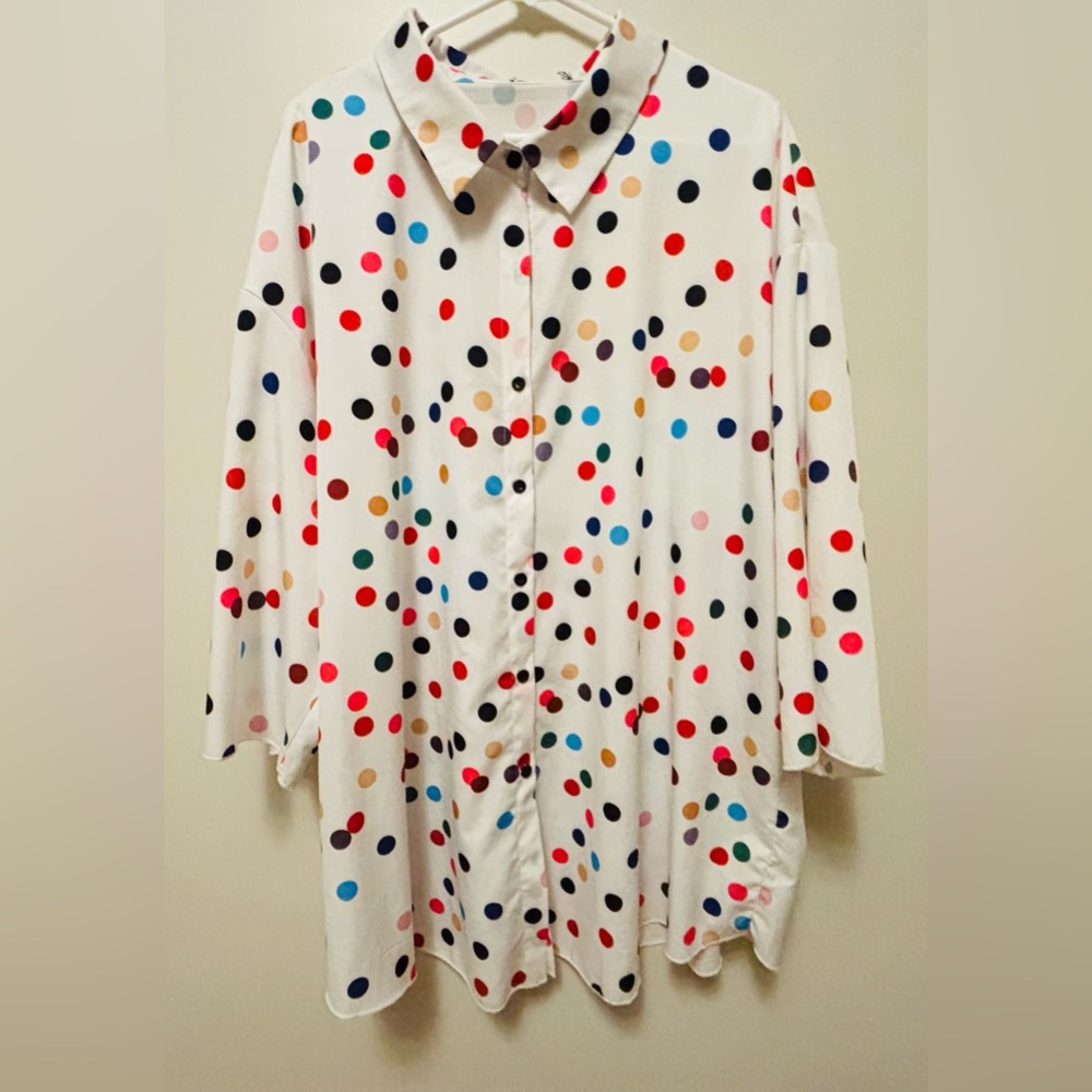 White Polka Dot Tunic Top